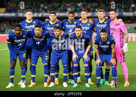 Hellas Verona team group during the match Hellas Verona v Roma, of Serie A,  date 14. 2019-2020 season. Marcantonio Bertegodi Stadium. Verona, Italiy,  01 Dec 2019. (Photo by pressinphoto/Sipa USA Stock Photo - Alamy