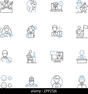 Synergy harmony line icons collection. Alignment, Teamwork, Unity ...
