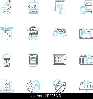 Evolutionary psychology linear icons set. Adaptation, Instinct