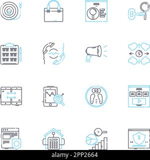 Social media linear icons set. Nerking, Engagement, Sharing, Likes, Followers, Posts, Hashtags line vector and concept signs. Community,Viral Stock Vector