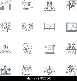 Asset management line icons collection. Investment, Portfolio, Wealth, Equity, Risk, Allocation, Rebalancing vector and linear illustration Stock Vector