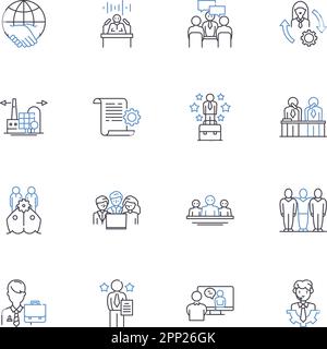 Electoral process line icons collection. Polling, Ballots, Voting, Campaigning, Candidates, Electiering, Primaries vector and linear illustration Stock Vector