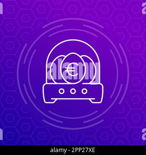 business incubator line icon with euro, vector Stock Vector