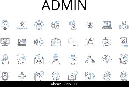Admin line icons collection. Boss, Supervisor, Manager, Director, Leader, Executive, Head honcho vector and linear illustration. Captain,Commander Stock Vector