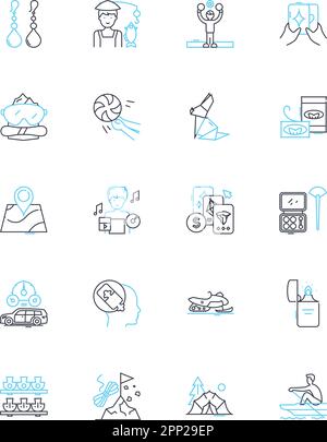 Emotional intelligence linear icons set. Empathy, Self-awareness, Self-regulation, Motivation, Social skills, Compassion, Perseverance line vector and Stock Vector
