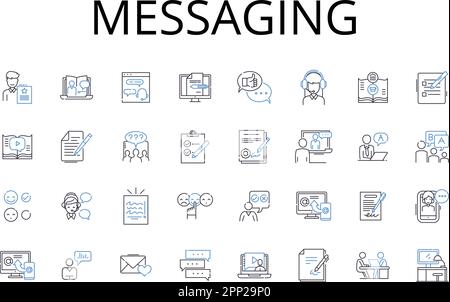 Messaging line icons collection. Chatting, Correspondence, Communicating, Texting, Emailing, Interacting, Exchanging words vector and linear Stock Vector