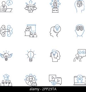 Habit formation line icons collection. Routine, Discipline, Behavior, Consistency, Proactivity, Willpower, Dedication vector and linear illustration Stock Vector