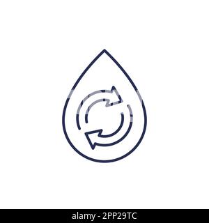reuse water line icon with a drop Stock Vector