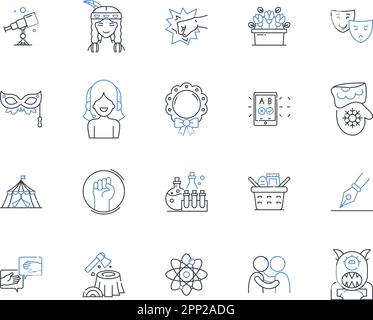 Distraction line icons collection. Interruption, Diversion, Temptation, Procrastination, Boredom, Misdirection, Inattention vector and linear Stock Vector