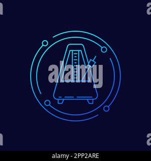 metronome with pendulum icon, linear design Stock Vector