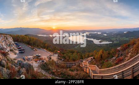 Hiawassee, Georgia, USA landscape with Chatuge Lake in early autumn at dusk. Stock Photo