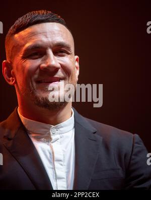 Toulon, France. 18th Apr, 2023. Sonny Bill Williams assists to the first Rugby Club Toulonnais Hall of Fame. The Rugby Club Toulonnais (RCT) presents the first Rugby Hall of Fame by inducting eight players during a gala evening at the Zenith of Toulon on April 18th 2023. (Credit Image: © Laurent Coust/SOPA Images via ZUMA Press Wire) EDITORIAL USAGE ONLY! Not for Commercial USAGE! Stock Photo