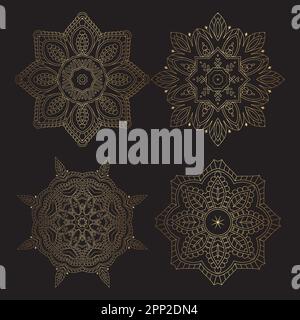 Elegant metallic gold mandala designs collections Stock Vector