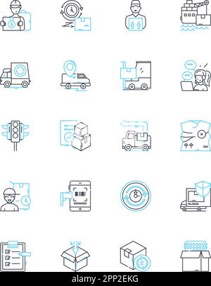 Load management linear icons set. Optimization, Efficiency, Demand ...