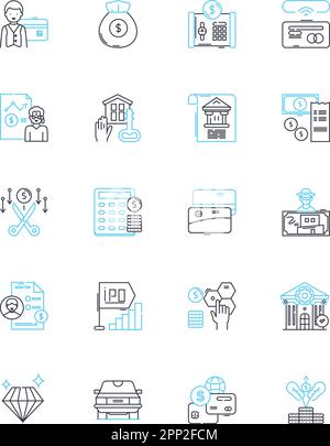 Business analytics linear icons set. Data, Metrics, Strategy, Dashboards, Optimization, Insights, Forecasting line vector and concept signs Stock Vector