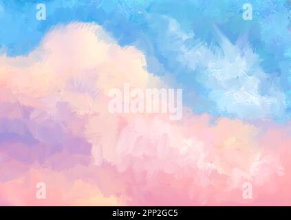 Abstract hand painted pastel coloured cotton candy clouds background Stock Vector
