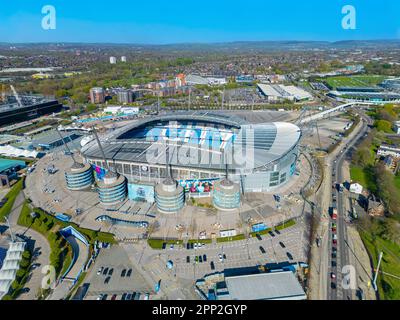 Manchester City, Etihad Stadium. Aerial Image. 25th April 2023 Stock Photo