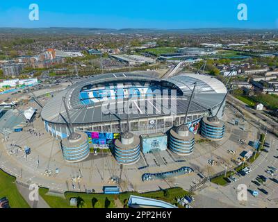 Manchester City, Etihad Stadium. Aerial Image. 25th April 2023 Stock Photo