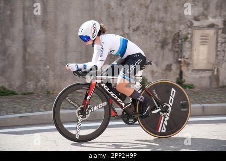 Maniago, Italy. 21st Apr 2023. Katell Alencon of France in the Women's C4 category time trial. UCI World Cup, Individual Time Trial, Maniago, Italy, 21 April 2023,  Casey B. Gibson/Alamy LIve News Stock Photo