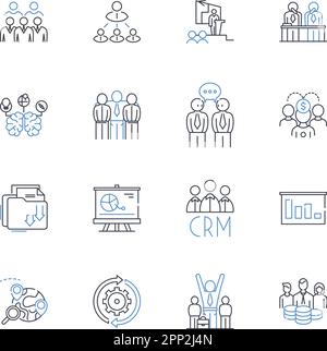 Conjoined teamwork line icons collection. Synergy, Collaboration ...