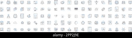 Communication nerk line icons collection. Nerk, Conversations, Collaborations, Connections, Technology, Relationships, Interactions vector and linear Stock Vector