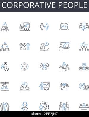 Corporative people line icons collection. Business Partners, Working Professionals, Cooperative Members, Team Players, Industry Leaders Stock Vector