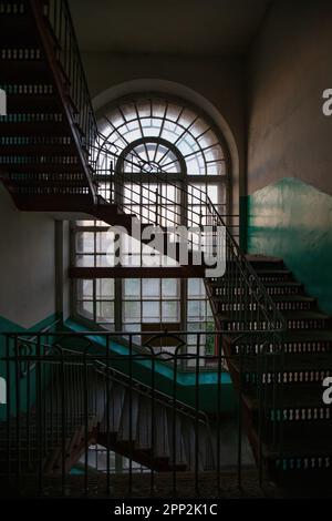 Old staircase inside historical building. Stock Photo