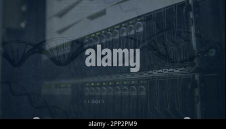 Composition of dna strand over server Stock Photo