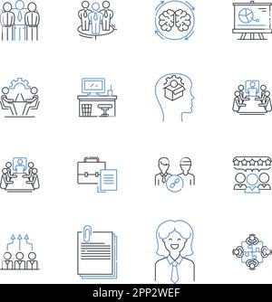 Boardman Committee line icons collection. Governance, Transparency, Accountability, Leadership, Committee, Investigation, Oversight vector and linear Stock Vector