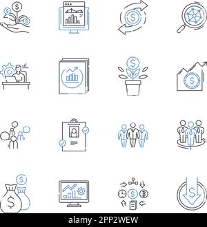 Cost control line icons collection. Budgeting, Analysis, Reduction ...