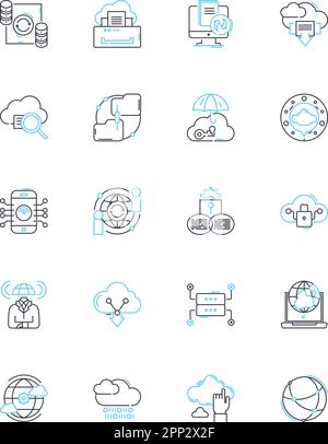 Social communication linear icons set. Dialogue, Interaction, Connectivity, Digitalization, Sociability, Interpersonal, Communicate line vector and Stock Vector