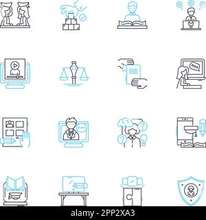 Skill-building linear icons set. Development, Proficiency, Growth, Mastery, Learning, Improvement, Practice line vector and concept signs. Training Stock Vector