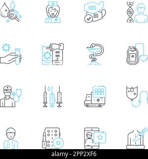 Workplace hygiene linear icons set. Sanitation, Cleanliness, Disinfection, Sterilization, Hygiene, Purity, Unsullied line vector and concept signs Stock Vector