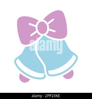 Wedding, Christmas bells isolated glyph icon. Vector illustration, romance elements. Sticker, patch, badge, card for marriage, valentine Stock Vector