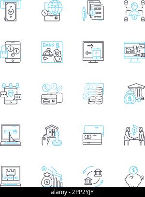 Asset direction linear icons set. Orientation, Positioning, Alignment, Tracking, Location, Placement, Eventualism line vector and concept signs Stock Vector