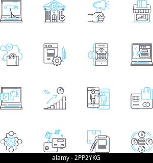 Business intelligence linear icons set. Analytics, Dashboards, Insights, Big data, Visualization, Metrics, Reporting line vector and concept signs Stock Vector