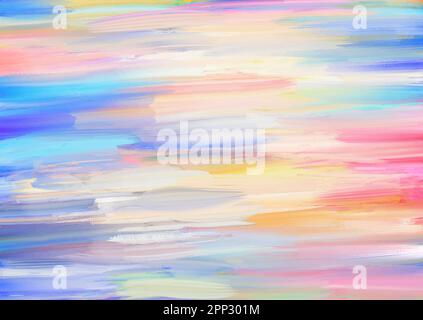 Pastel coloured hand painted background with an abstract oil painting brush strokes design Stock Vector