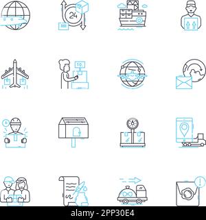 Digital optimization linear icons set. Analytics, Conversion, Engagement, Traffic, Testing, Ranking, SEO line vector and concept signs. Performance Stock Vector