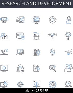 Research and development line icons collection. Give-and-take, Buy-and-sell, Hit-and-run, High-and-low, Bold-and-beautiful, Love-and-hate, Heaven-and Stock Vector
