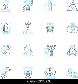 Fitness coaching linear icons set. Strength, Endurance, Flexibility, Agility, Cardio, Stamina, Mobility line vector and concept signs. Power,Toning Stock Vector
