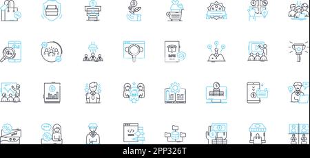 Marketing firm linear icons set. Branding, Advertising, Promotions, Strategy, Analytics, Digital, SEO line vector and concept signs. Social,Content Stock Vector