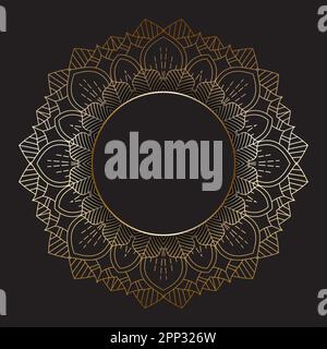Elegant background with a gold mandala circular frame Stock Vector