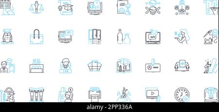 Digital academy linear icons set. Learning, Training, Education, Digital, Academy, Skills, Professional line vector and concept signs. Courses Stock Vector