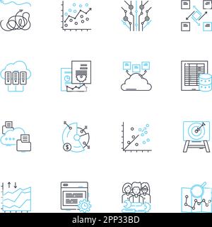 Social communication linear icons set. Conversations, Nerking, Engagement, Sharing, Collaboration, Dialogue, Connection line vector and concept signs Stock Vector