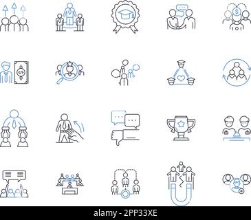 Job search line icons collection. Opportunities, Listings, Applications, Nerking, Interviewing, Resume, Cover Letter vector and linear illustration Stock Vector