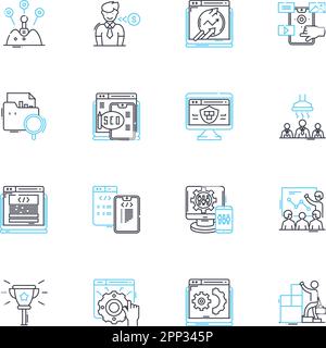 Software engineering linear icons set. Coding, Debugging, Programming, Algorithms, Architecture, Development, Testing line vector and concept signs Stock Vector