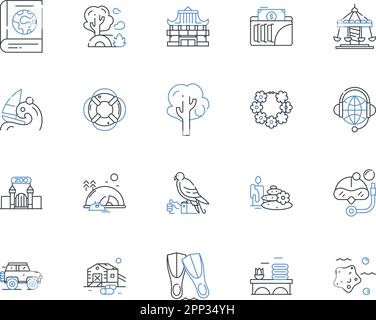 Passage organization line icons collection. Cohesion, Transitions, Sequencing, Clarity, Structure, Flow, Hierarchy vector and linear illustration Stock Vector