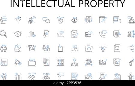 Intellectual property line icons collection. Self-employment, Freelancing, Project-based, Autonomy, Entrepreneurship, Flexibility, Ownership vector Stock Vector