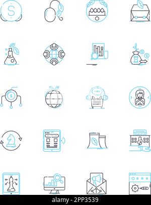 Growth linear icons set. Expansion, Development, Advancement, Progress ...