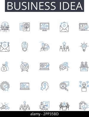 Business idea line icons collection. Marketing plan, Investment strategy, Political agenda, Social mission, Creative concept, Intellectual property Stock Vector